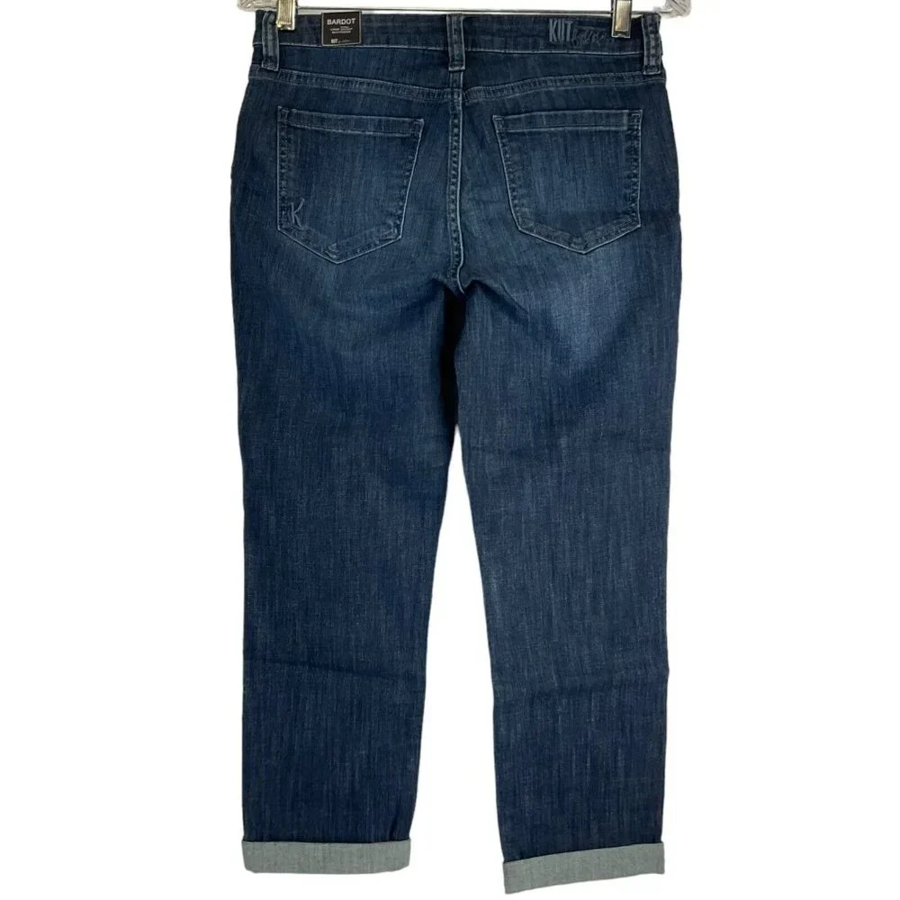 Kut from the Kloth Jeans Womens Sz 2 Blue Bardot Crop Skinny Boyfriend Denim NWT - Picture 3 of 10